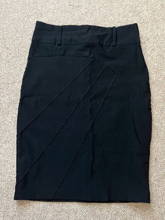 Dresses & Skirts - Classic Black Pencil Skirt with Panel Detail- L